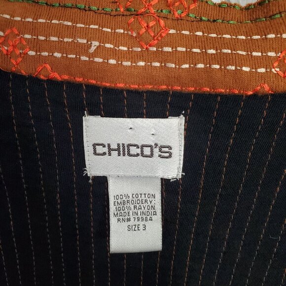 Chicos 3 Size XL Jacket Zip Up Cotton Embroidered Southwestern Art Print Boho - Picture 4 of 10